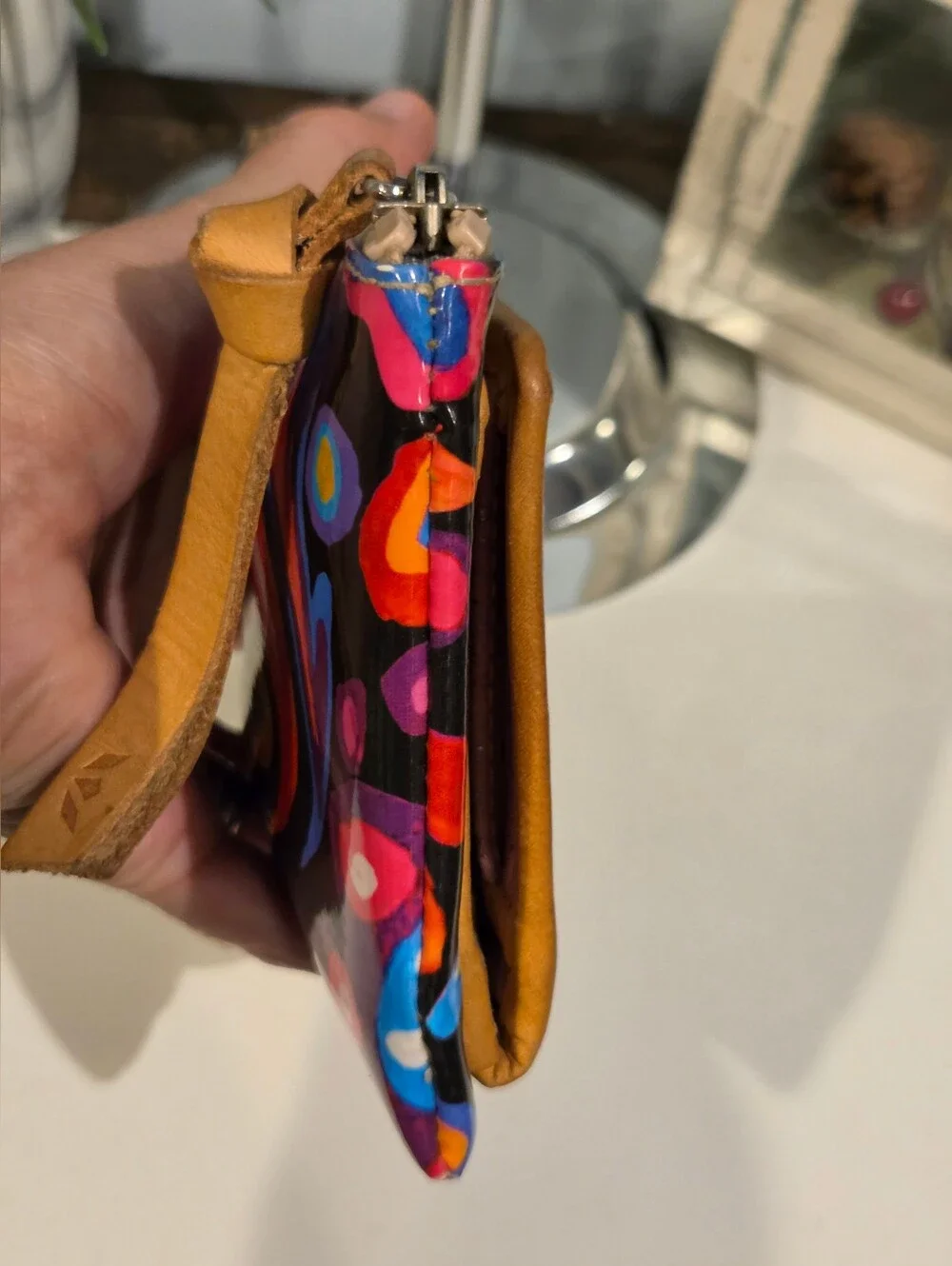 Consuela Sophie Multicolor Floral Wallet with Tan Trim